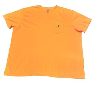 Men’s Polo Ralph Lauren Orange Short Sleeve Shirt Size XL Pocket